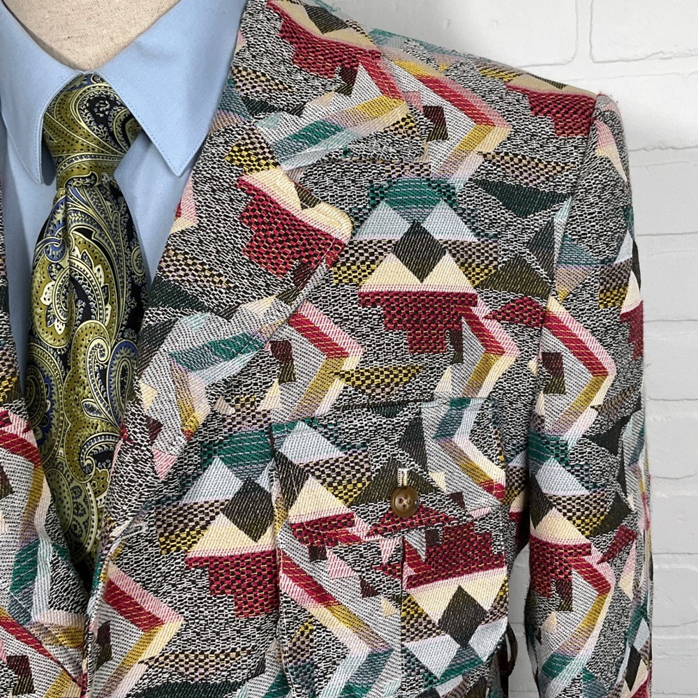 Multicolor Geometric Men's Blazer - Picture 2 of 11